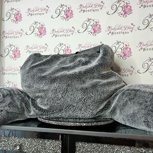 UGG pillow back rest fuzzy rest laying cushion Soft Gray Faux Fur Accessory